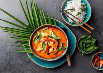 Thai,Shrimps,Red,Curry.,Thailand,Tradition,Red,Curry,Soup,With