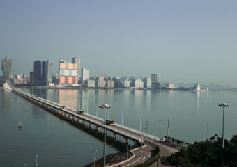 Macau skyline and Nobre de Carvalho Bridge